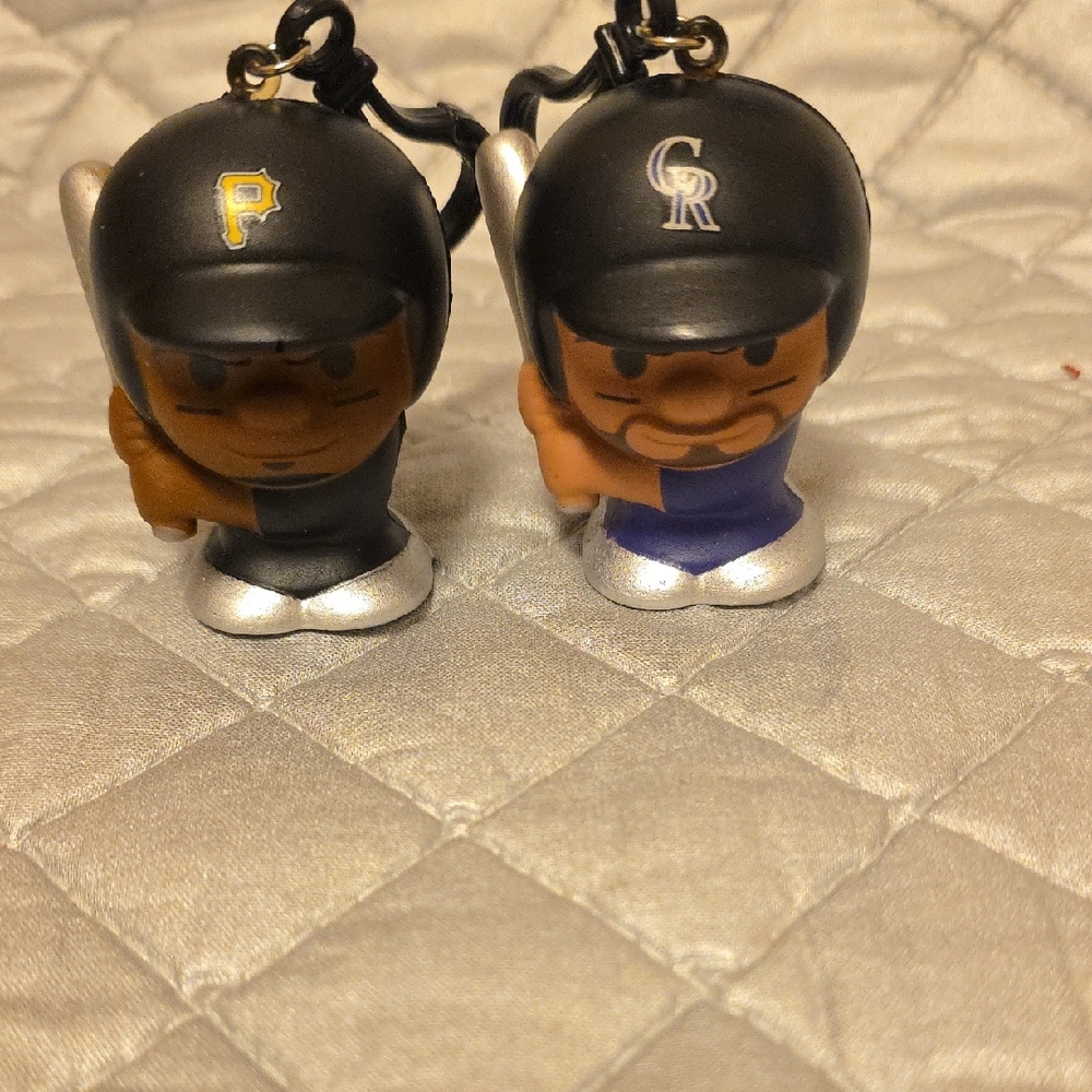 Kids Baseball Player Keychain Set - Black, Silver, and Purple